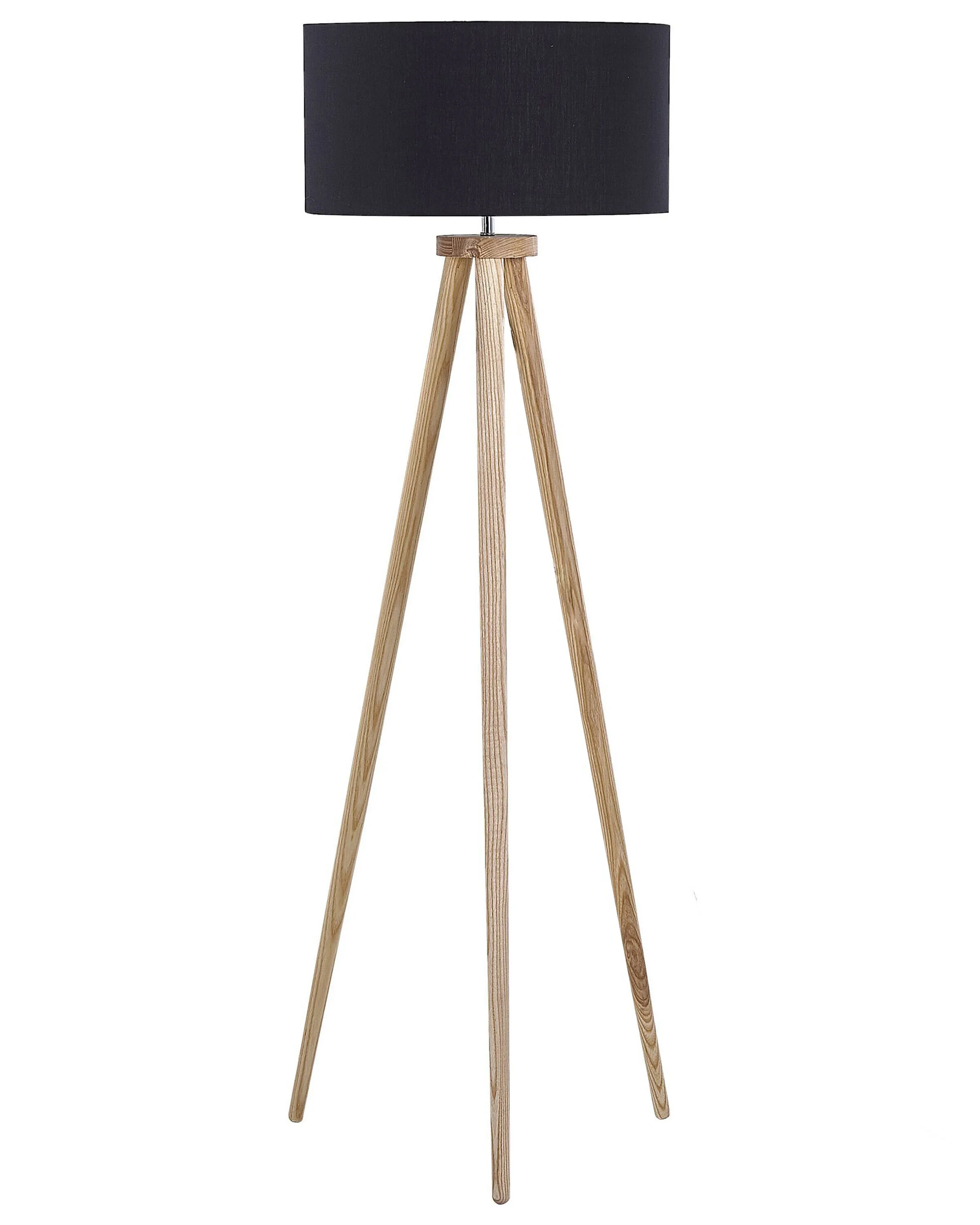 Floor Lamp NITRA Oak Wood Black