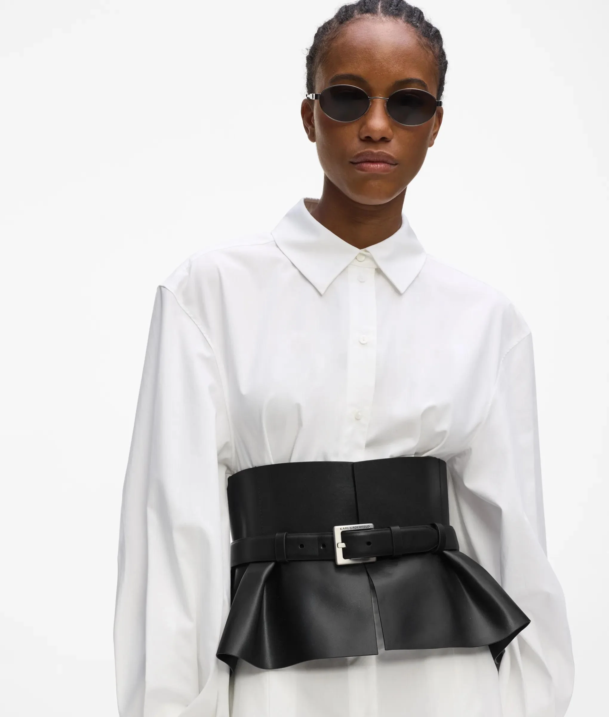Ceinture peplum en cuir avec corset