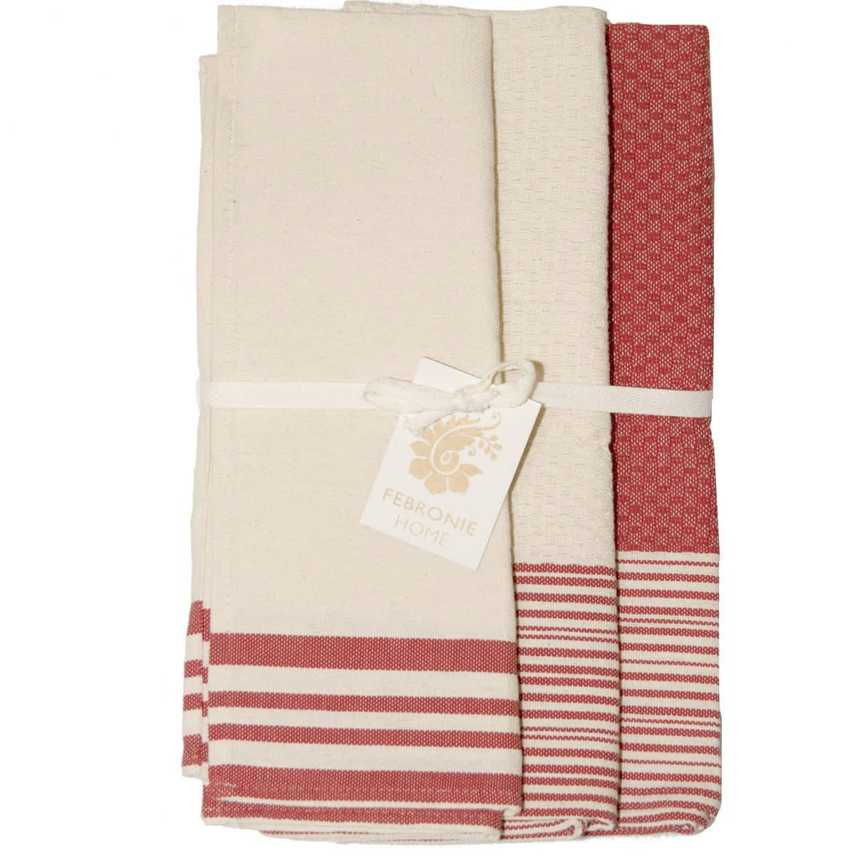 MAHDIA - Torchons (x3) coton  45x70 rouge