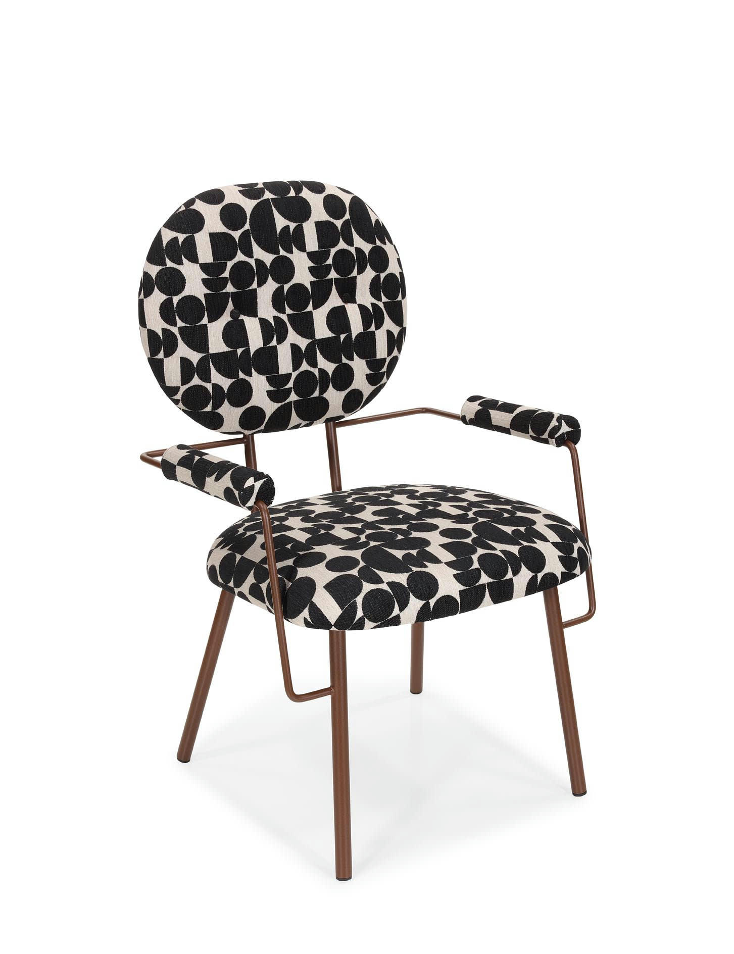 ORPHIC - Fauteuil en métal bronze et tissu multicolore