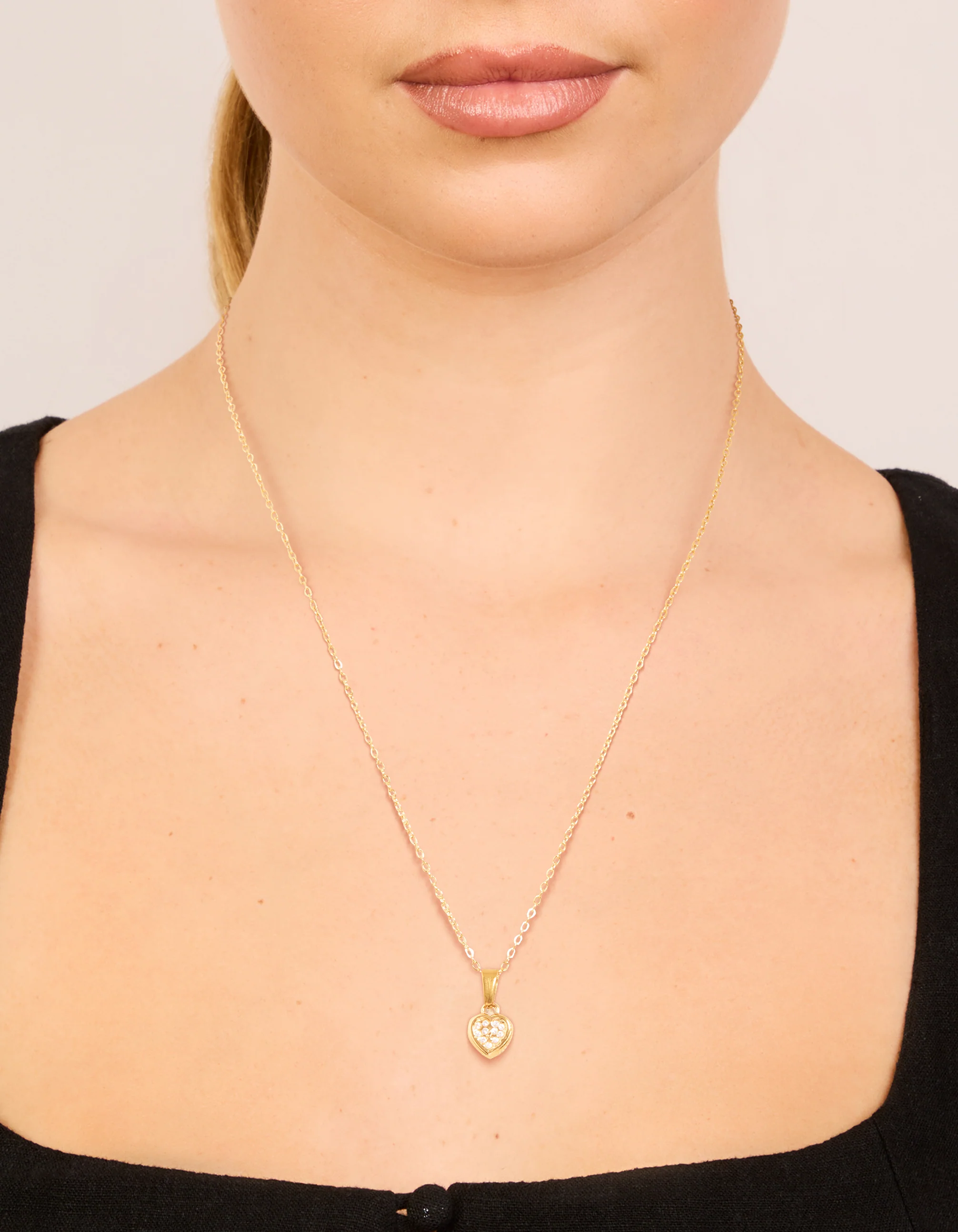 Waterproof Gold Plated Stainless Steel Diamante Mini Pavé Heart Earrings