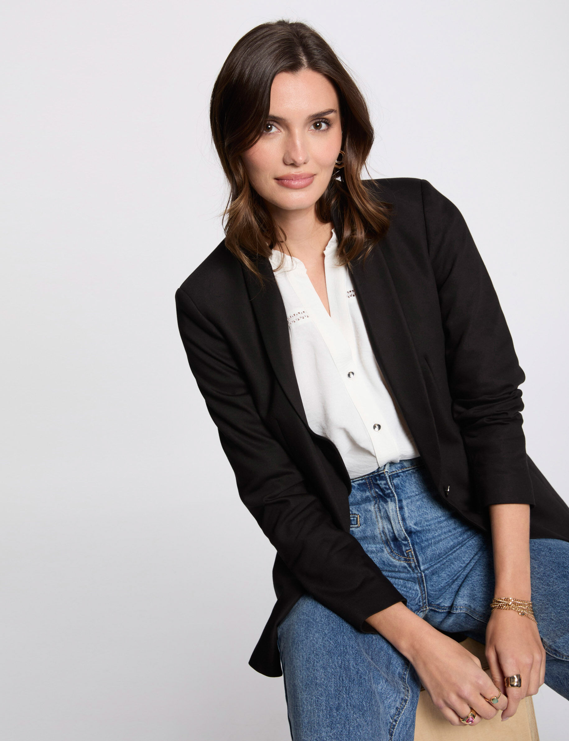 Short Jacket Shawl Collar Black Women