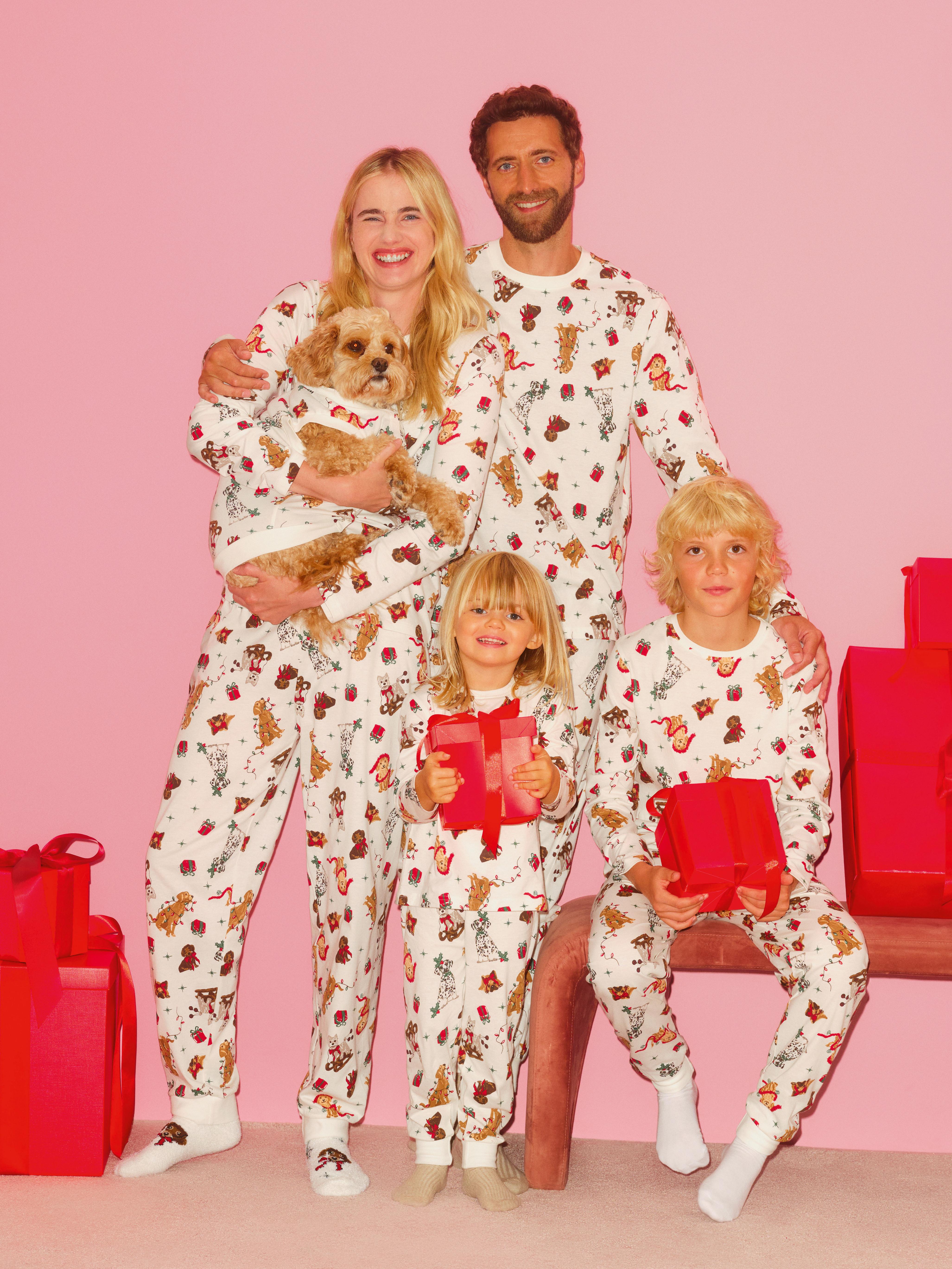 Women's Pure Cotton Dog Print Family Christmas Pajamas