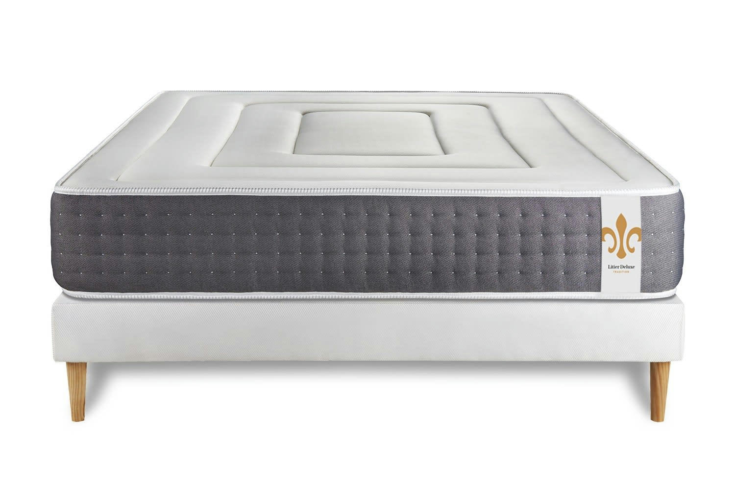 - Ensemble 160x200 Ressorts et mémoire de forme sommier Blanc