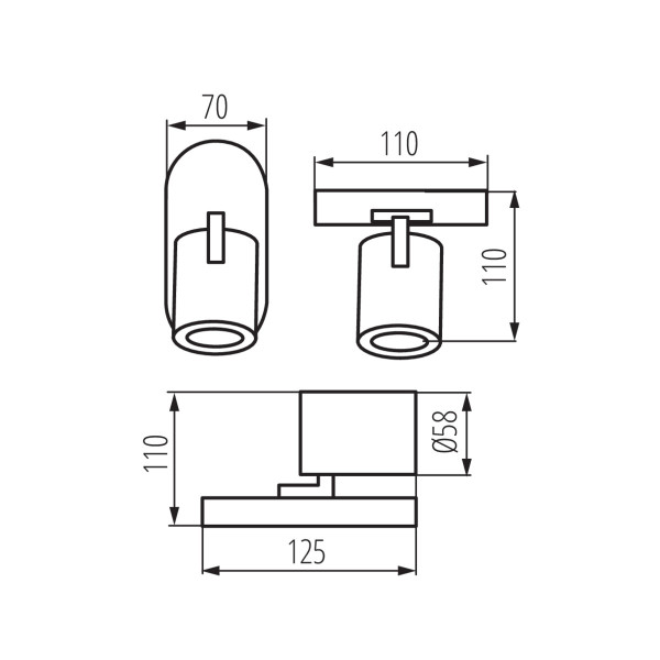 Lampa sufitowa LightLogic LL PORI EL-1O W 30552 spot ścienna pojedyncza