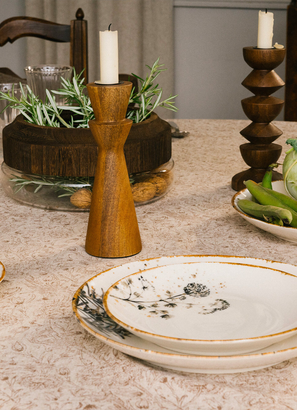 BOUGEOIR EN BOIS DE MANGUIER POUR BOUGIE FLAMBEAU MARRON