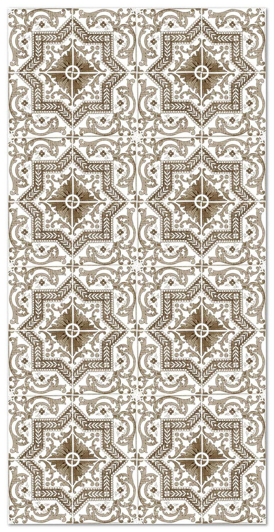 ALFOMBRAS AZULEJOS - Tapis vinyle carreaux ciments tolédo brun 80x200cm