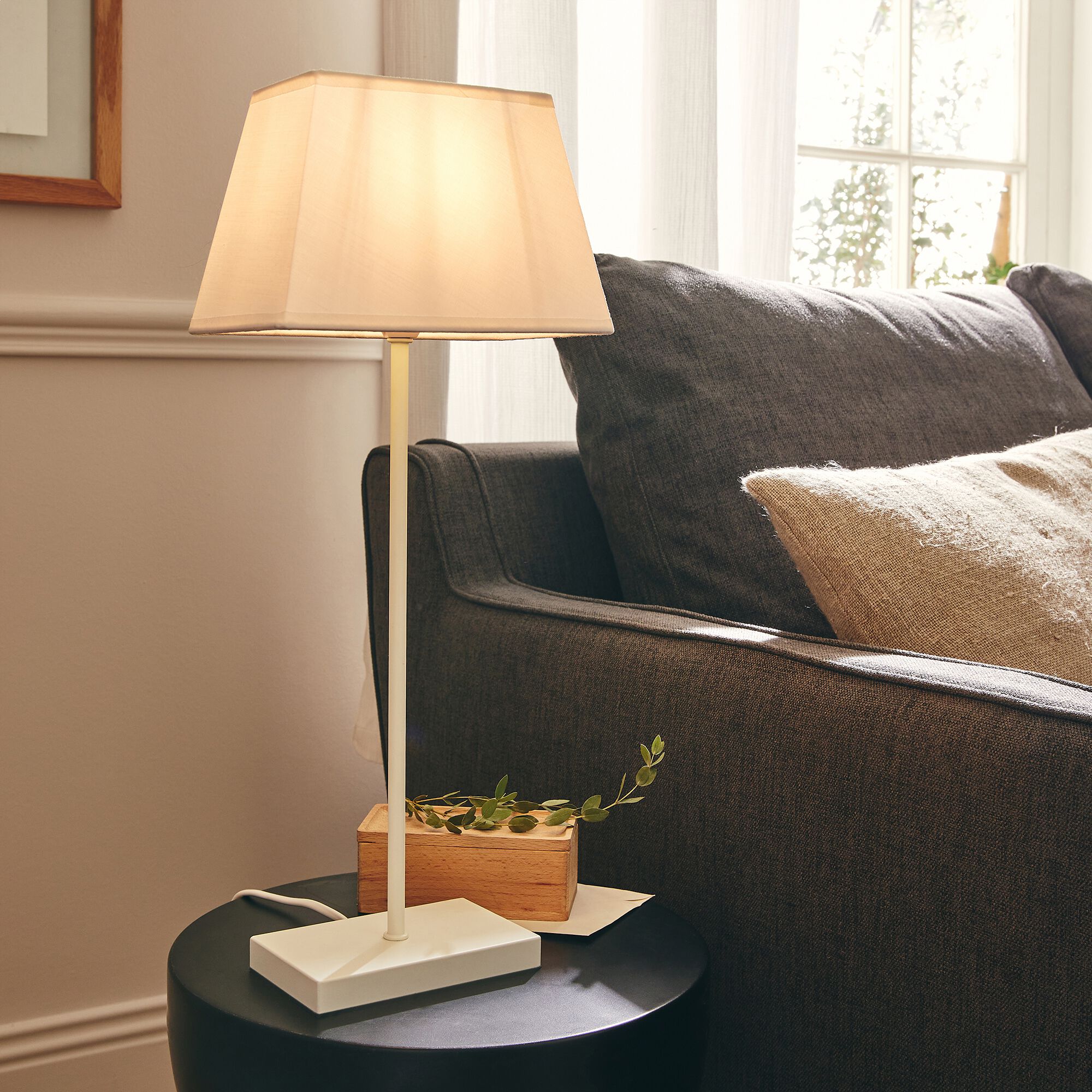 SVELTA - Lampe à poser électrifiée en coton H47cm - blanc