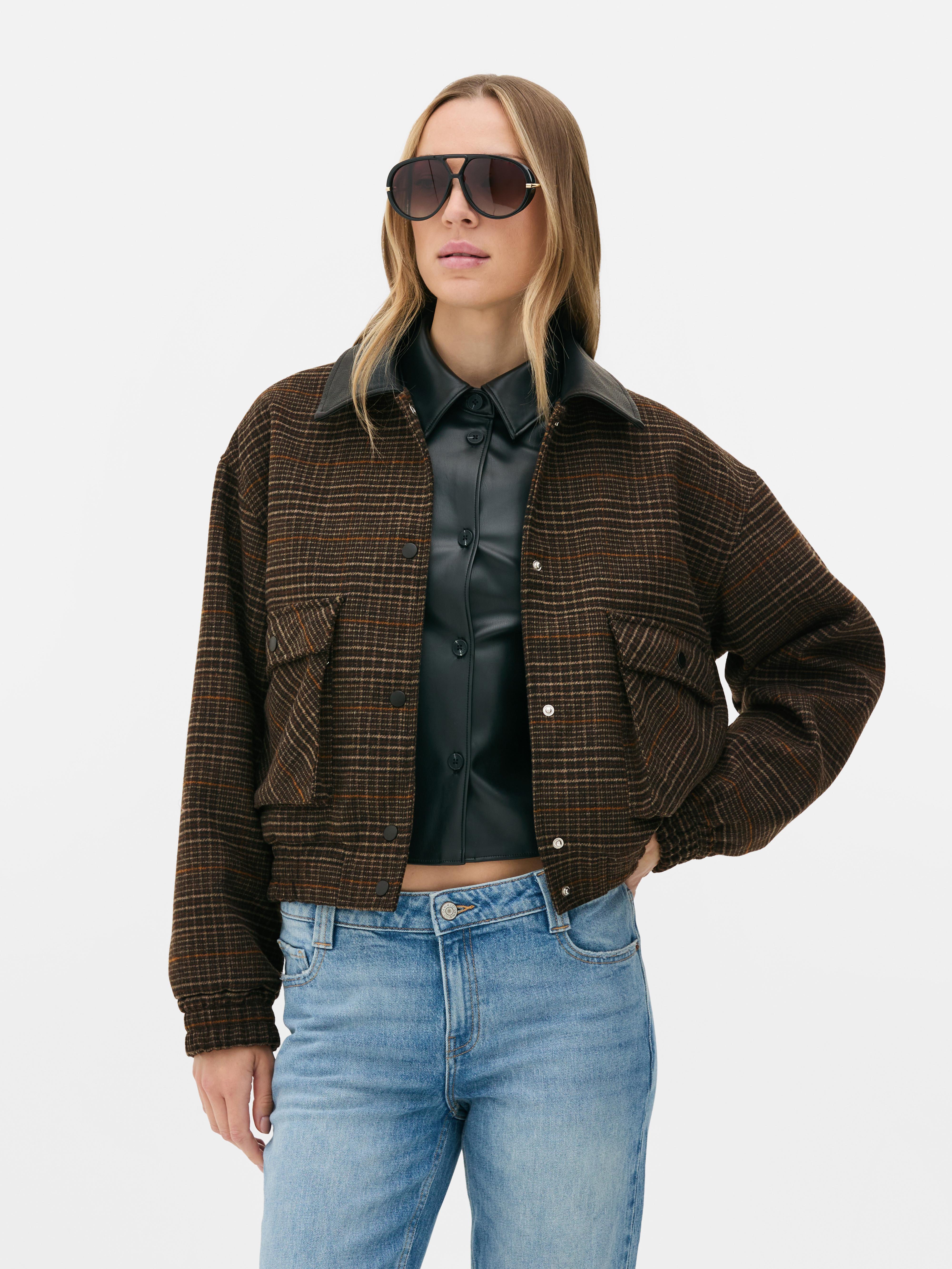 Rita Ora Check Bomber Jacket