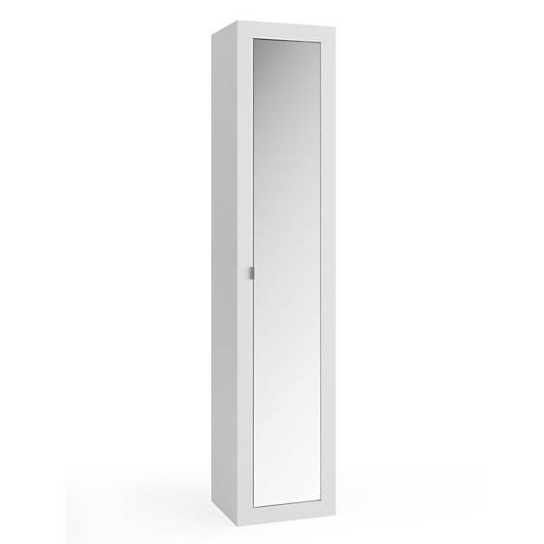 Colonne de salle de bain 1 porte miroir laqué blanc H195cm CALIA