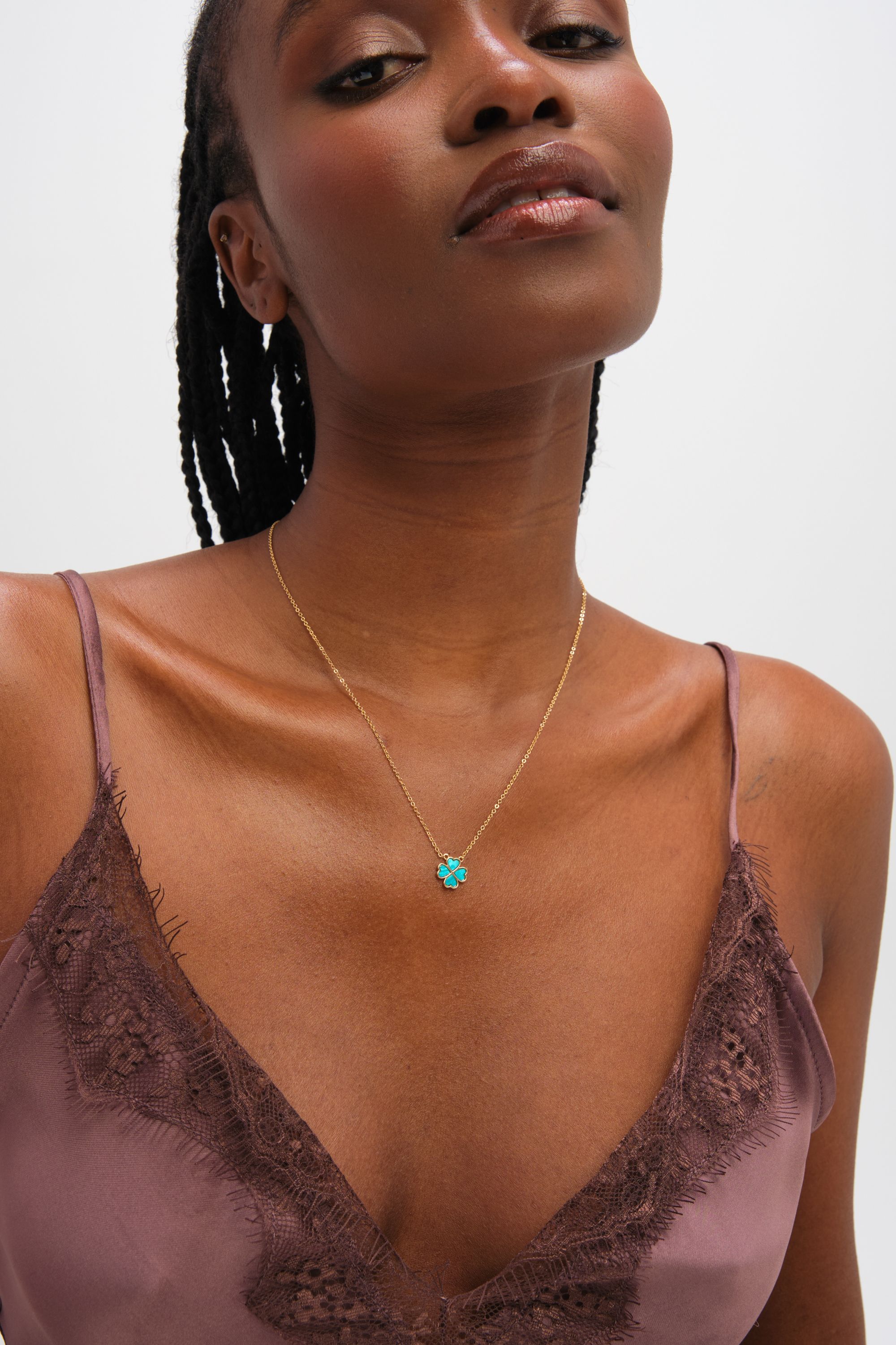 Jon Richard Gold Plated and Turquoise Heart Clover Pendant Necklace