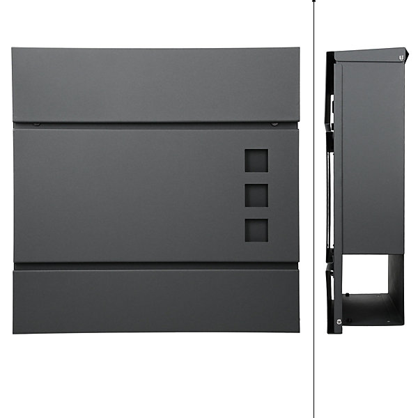 Boîte aux lettres avec support boîte postale anthracite sur pieds acier   2 clés