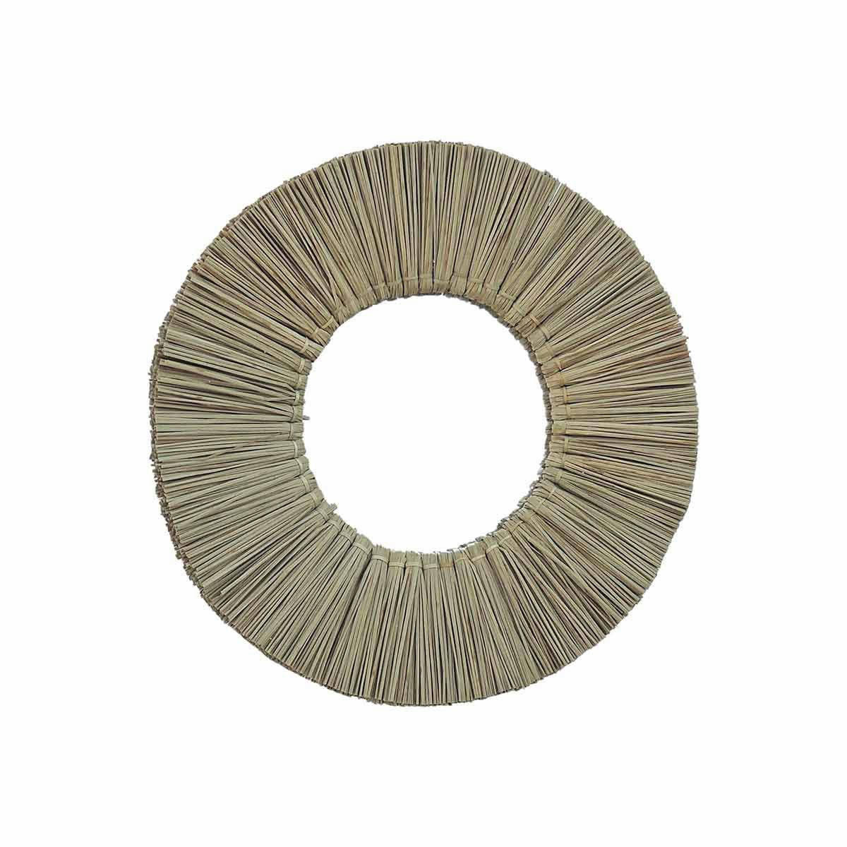 - Miroir rond en paille de mendong -40.000x3.500 cm - Beige - Fibres