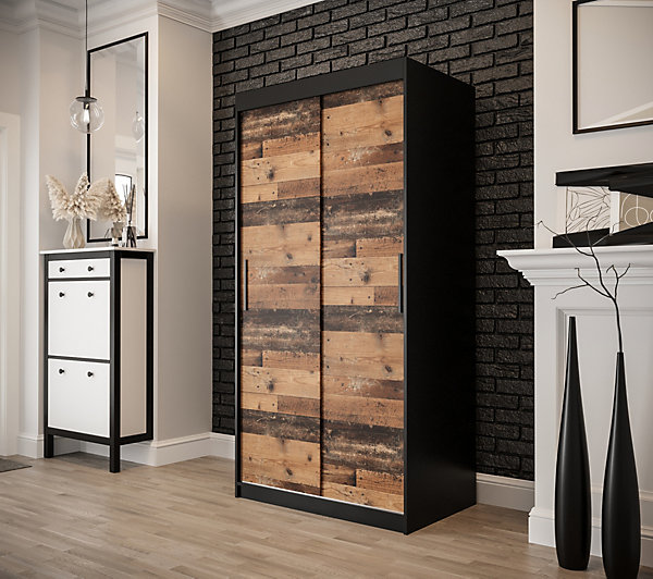 Armoire Old Style T a portes coulissantes H. 200 x L. 100 x P. 62 2 portes