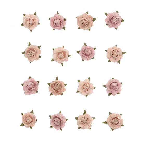 Pearl Pink Micro Rose Flowers 16 Pack