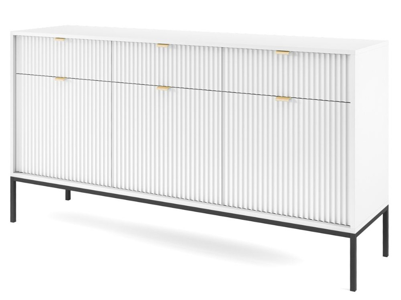 Biała komoda AMBER 154 cm z metalowymi nogami