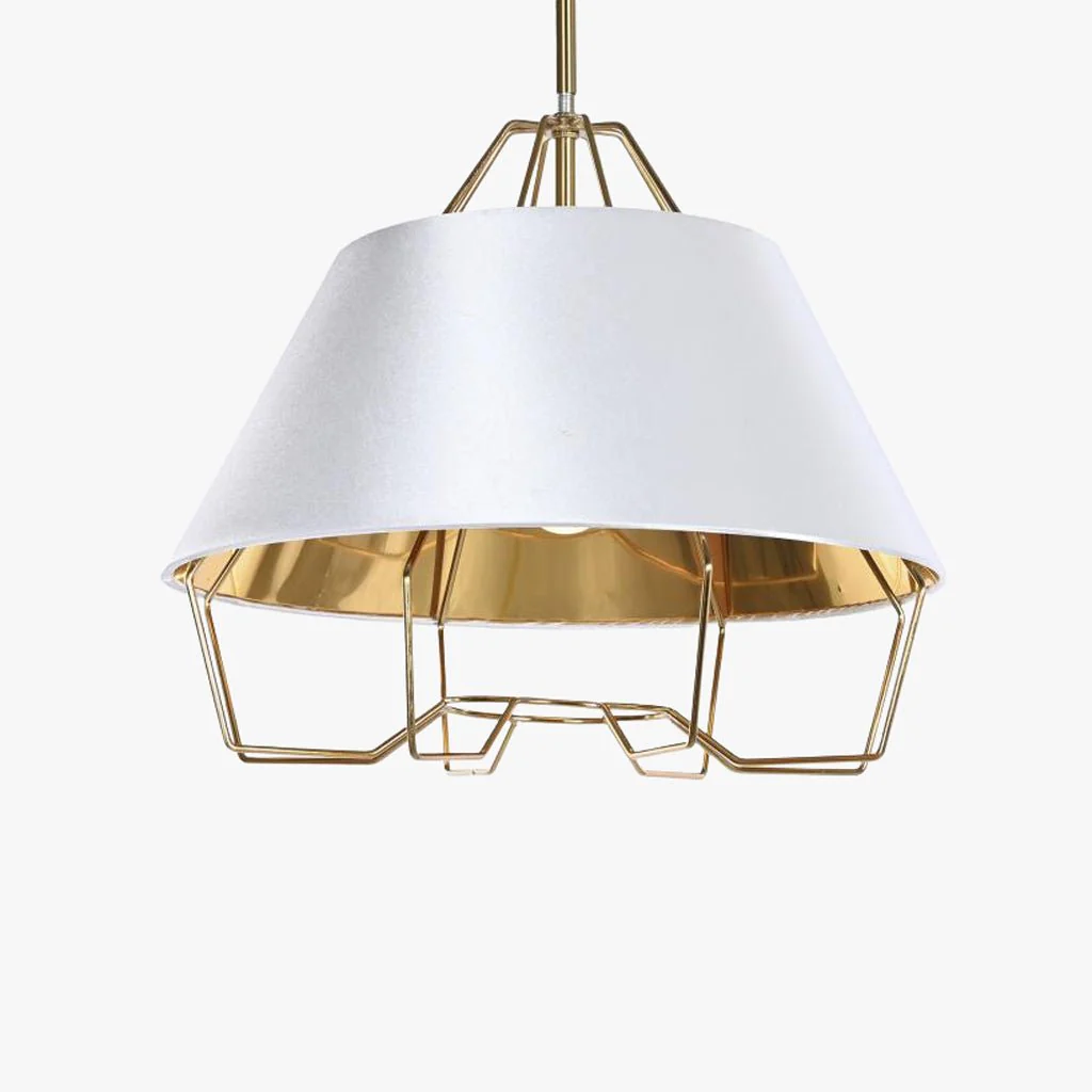 Candeeiro de Teto Metal Branco e Dourado LUXE