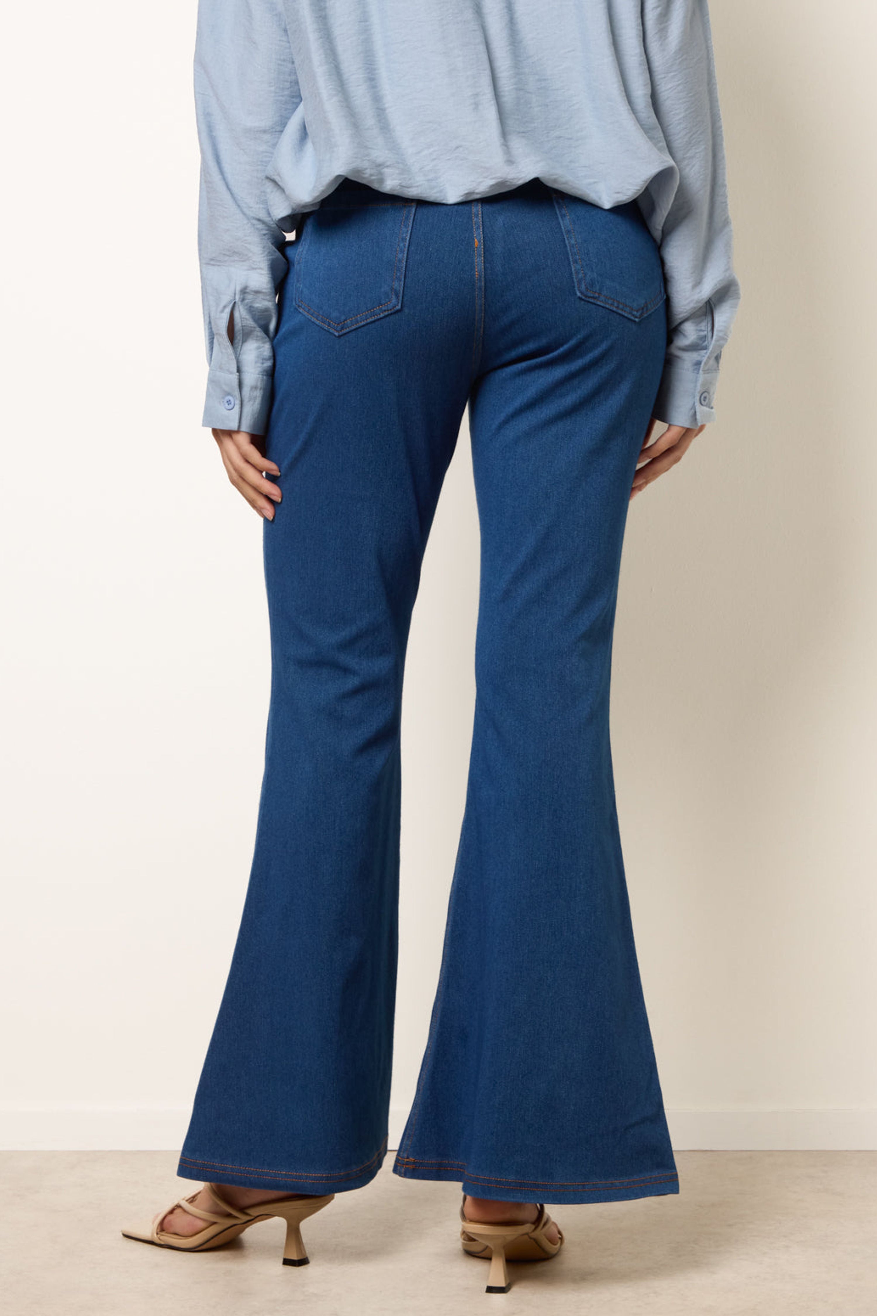Blue Vanilla Blue Flared Cross Over Waistband Jeans