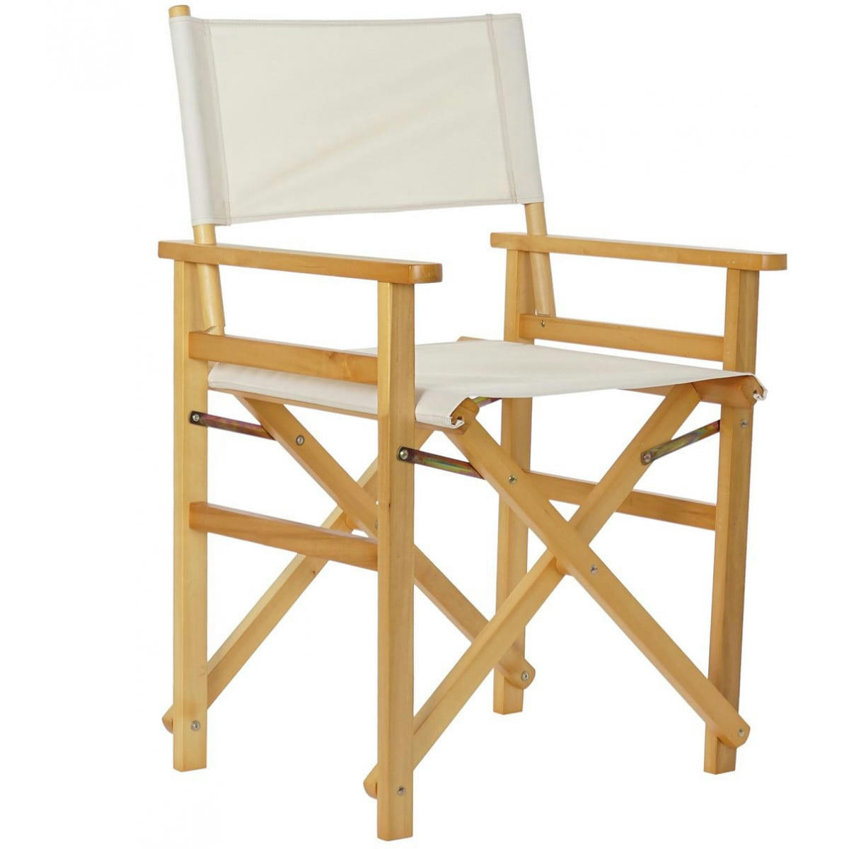 - Fauteuil de jardin pliant en bois et tissu beige 56x48x87cm