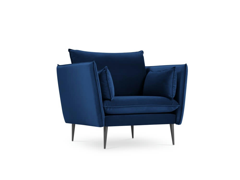 AGATE - Fauteuil en velours bleu roi