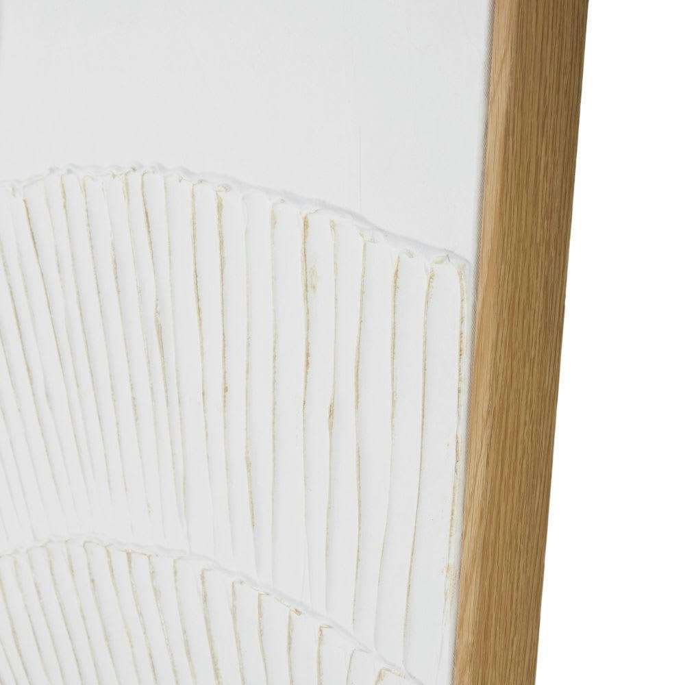 ATOS - Toile peinte blanche et bois de pin marron 123x123