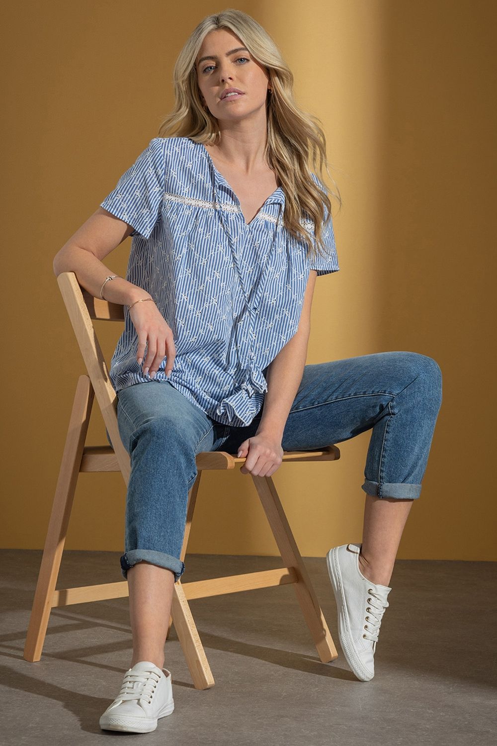 Klass. Embroidered Stripe Top