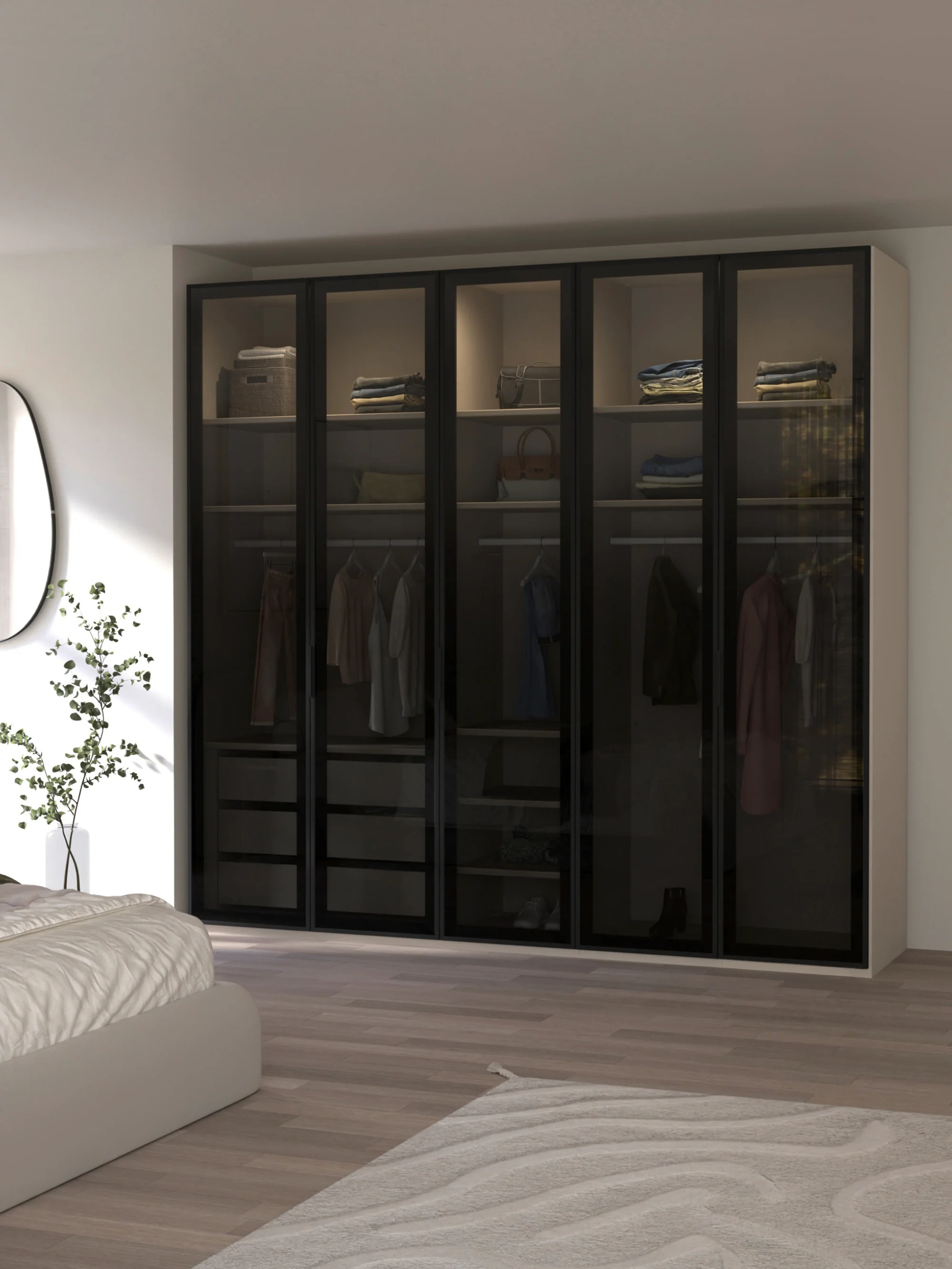 Drehtürenschrank Soriso mit LED-Beleuchtung