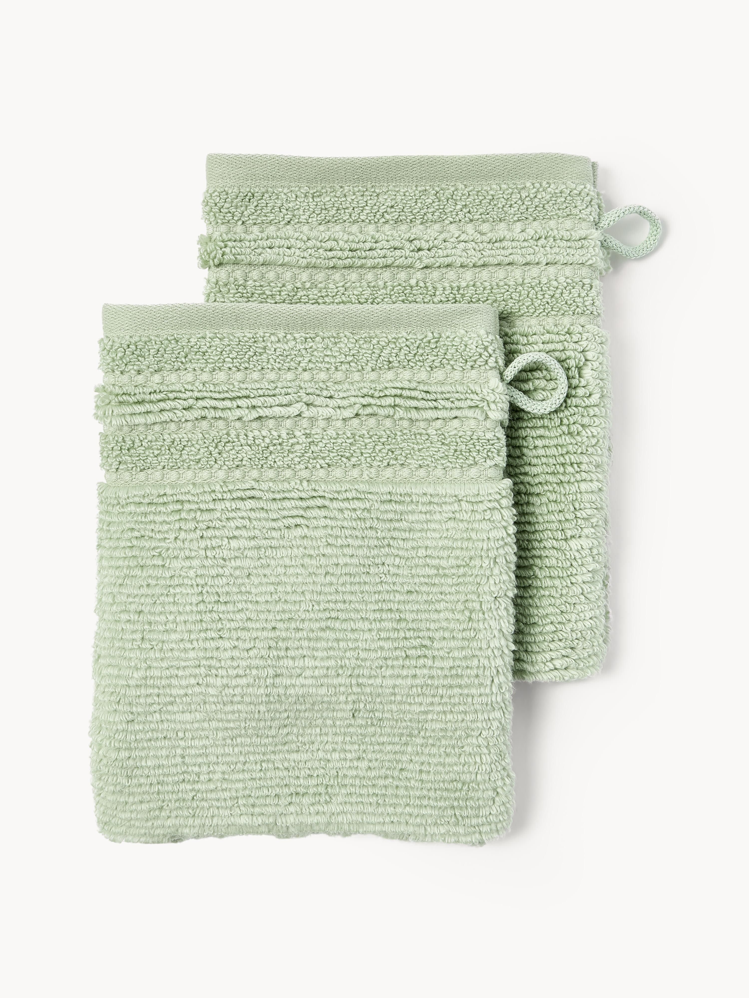 Waschhandschuhe Luxe mit Streifenbordüre, 2er-Set
