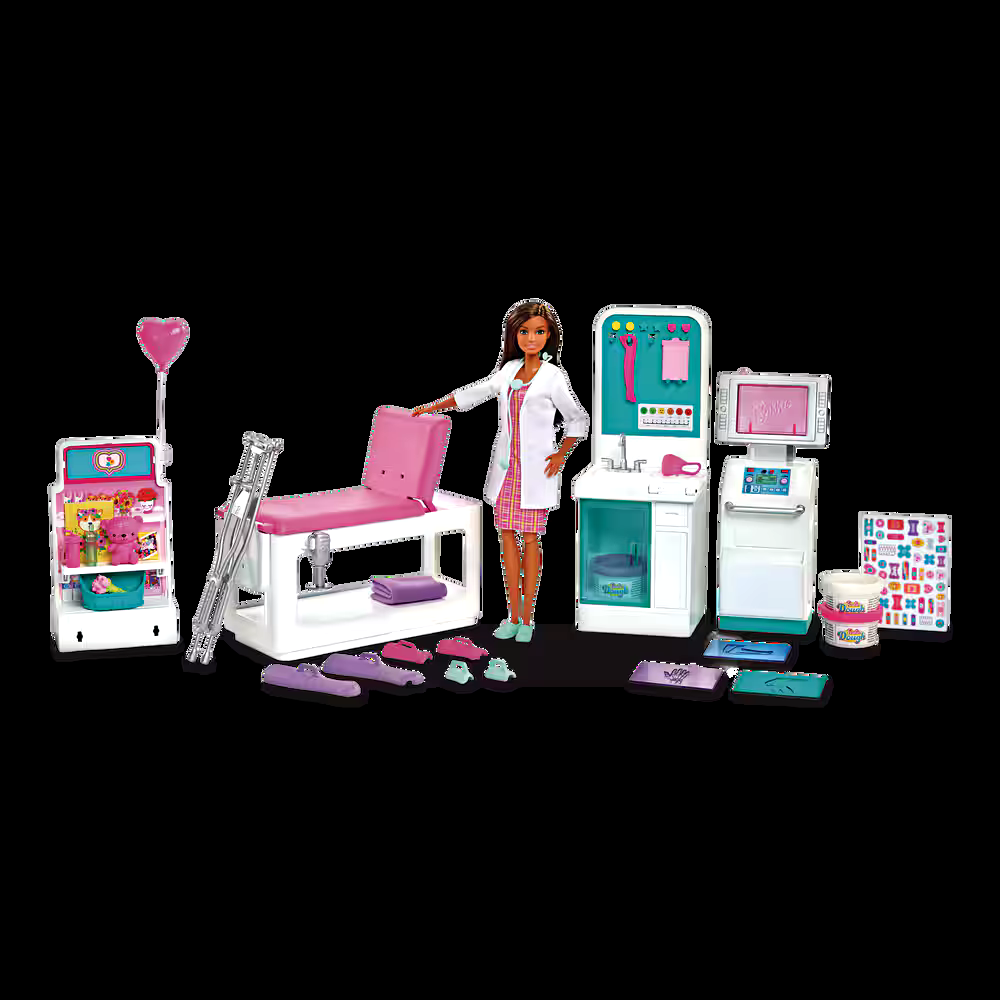 Barbie® Fast Cast Clinic™ Playset with Brunette Barbie Doctor Doll, 30-pc, Ages 3+