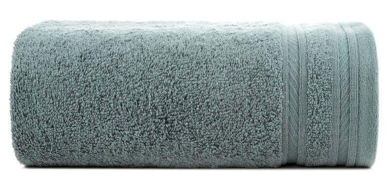 Ręcznik Kely 70x140 miętowy ciemny z ozdobną bordiurą w pasy 500 g/m2