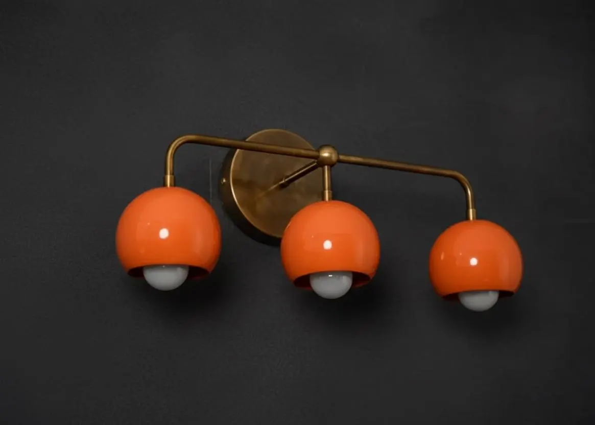 Mid Century Modern Brass Wall Sconce Shades 3 Light Vanity Wall Light Retro Bathroom Sconce Modern Wall Lighting Fixture Diabolo Wall lights