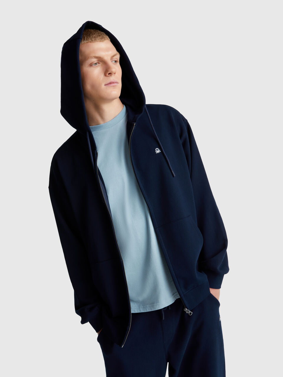 Zip-up hoodie in cotton