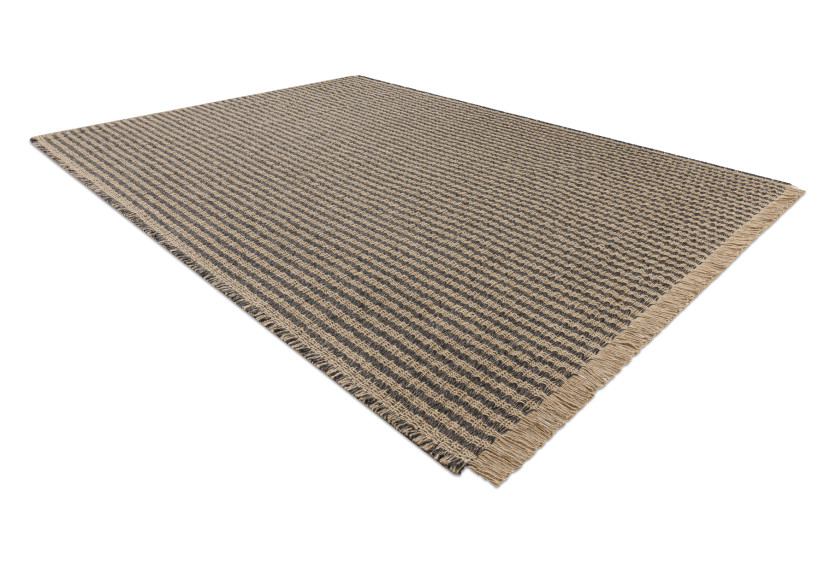 Dywan JUTE 3650 czarny / beż linie - jutowy, płaskotkany, 60x100 cm