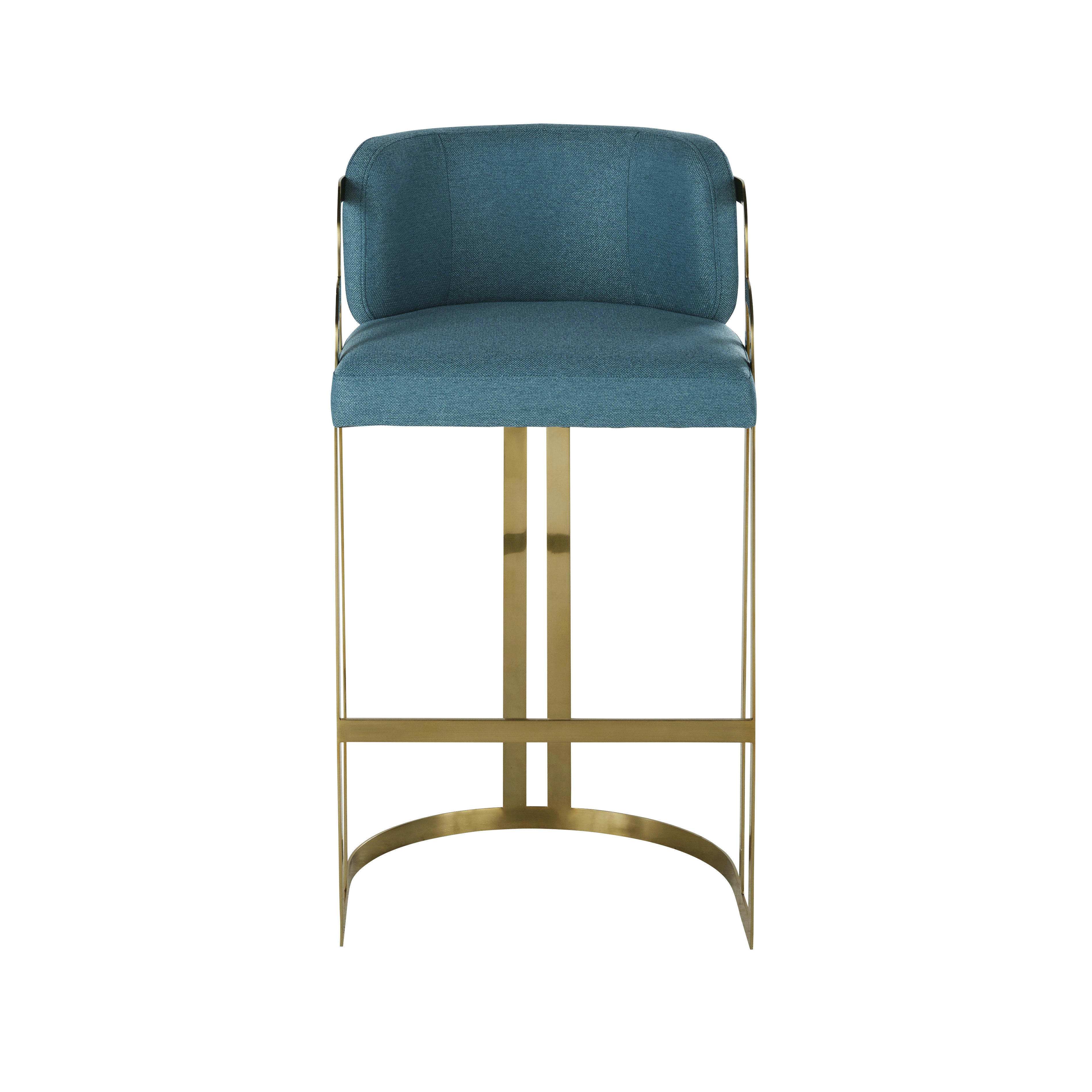 Bling Business - Fauteuil de bar professionnel bleu-vert et doré H81