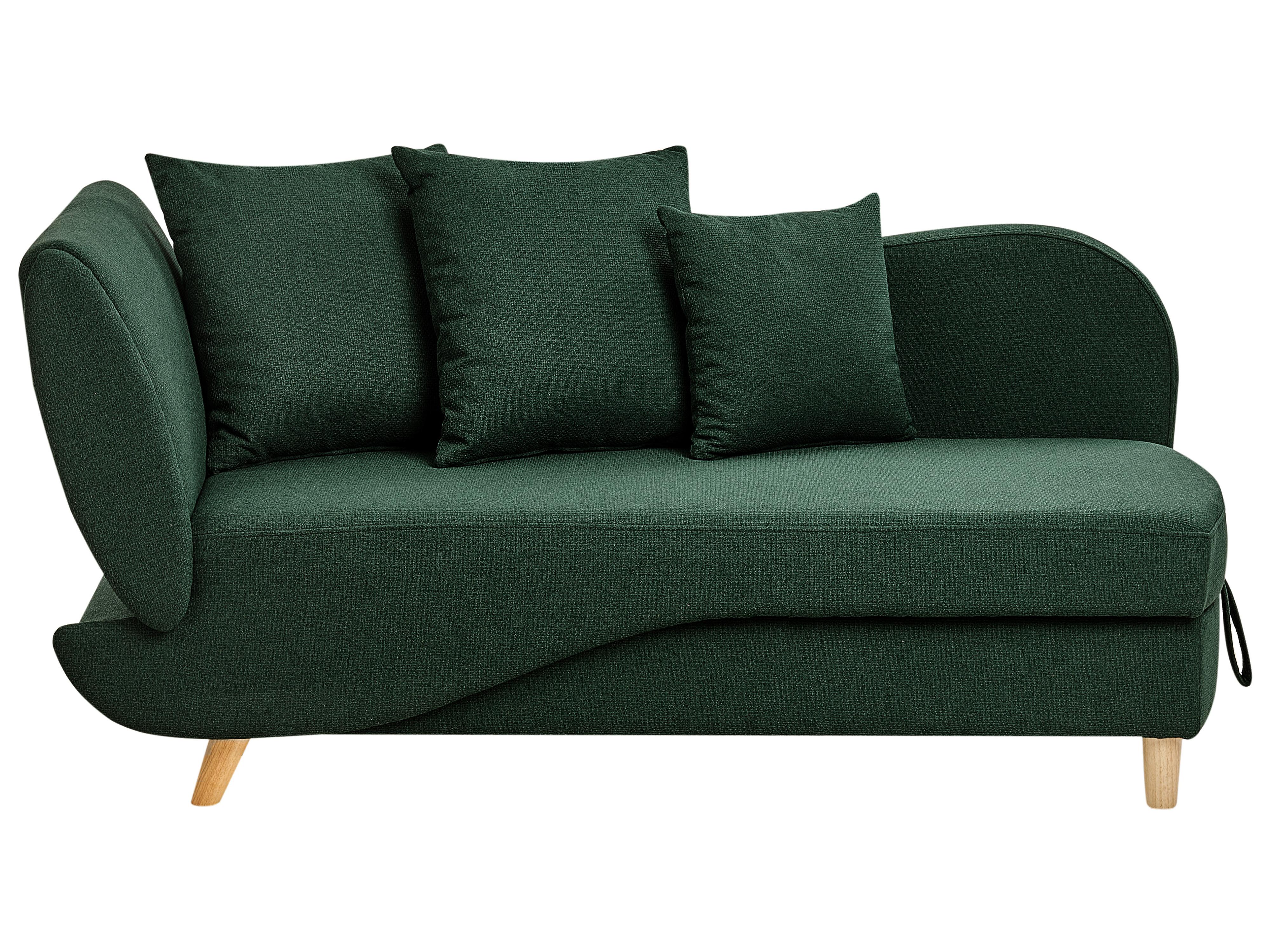 Left-Hand Chaise Longue MERI Faux Linen Green with Storage