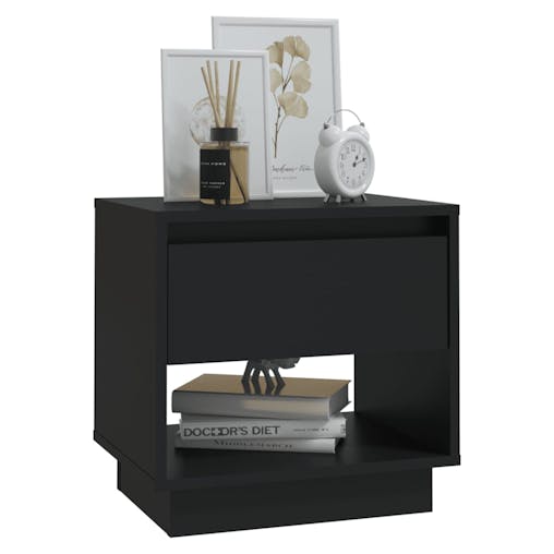 NNEVL Bedside Cabinet Black 45x34x44 cm Chipboard