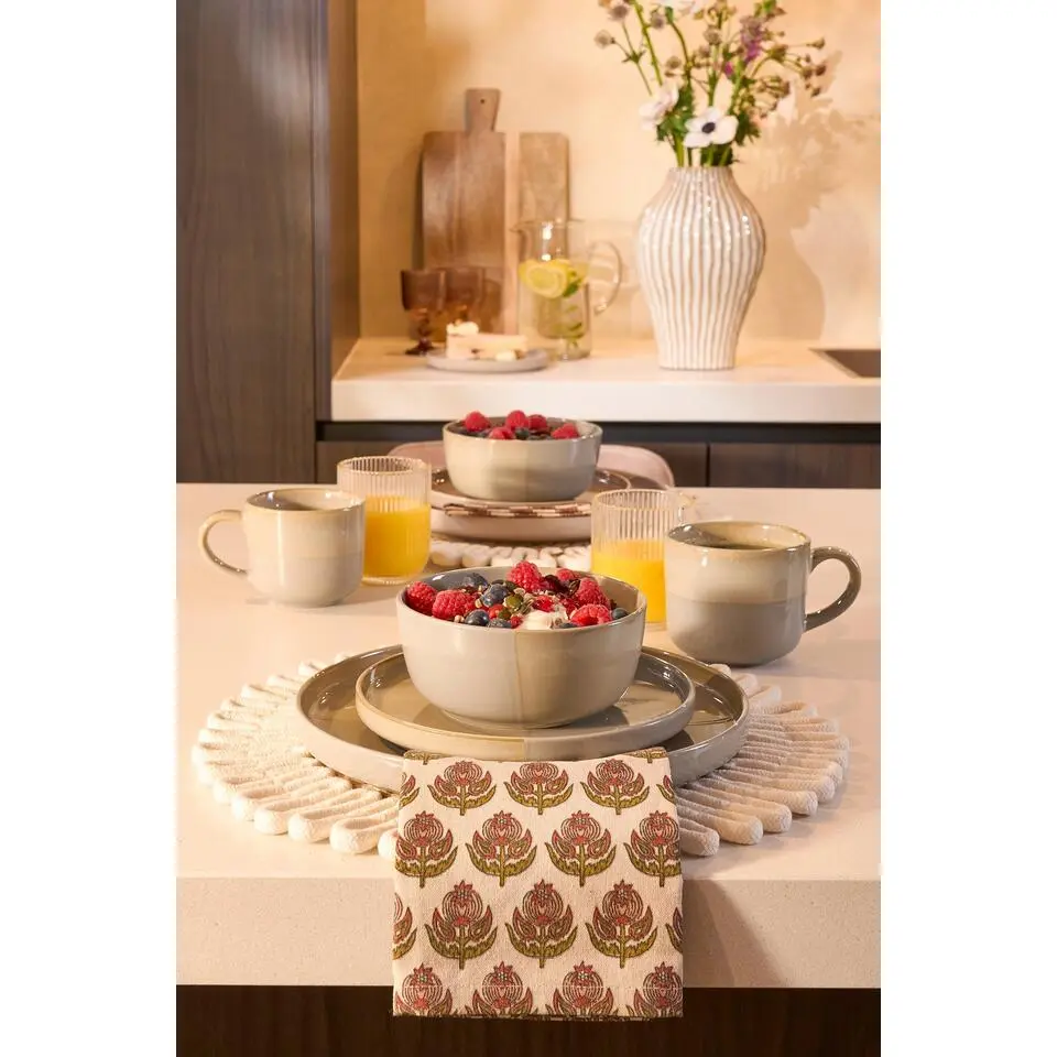 Mica Decorations Ozzu Serviesset 4 Persoons - Steengoed - Grijs