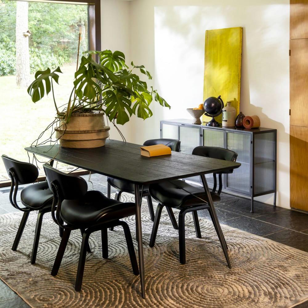 ROGER - Table à manger en bois et métal 200x90cm noir