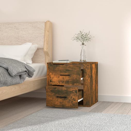 NNEVL Wall-mounted Bedside Cabinet Smoked Oak 50x36x47 cm