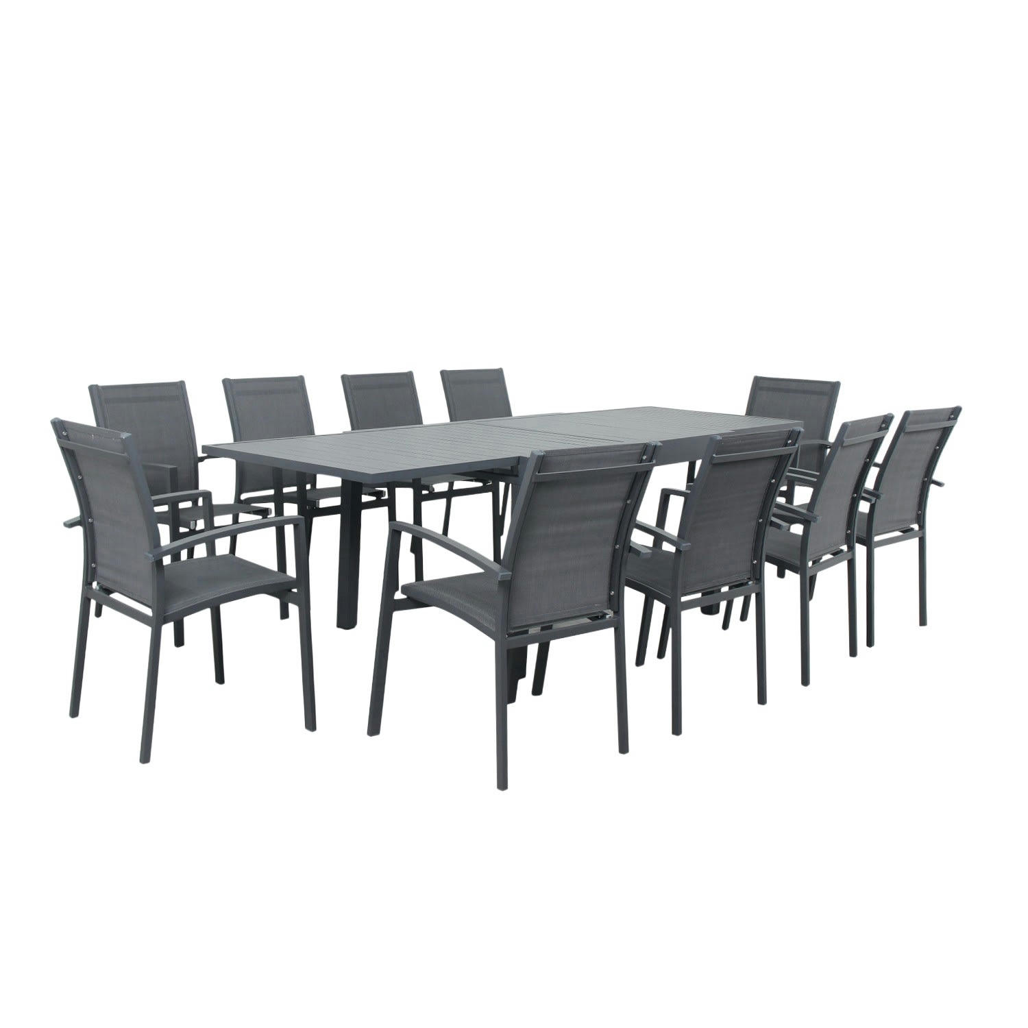 ANDRA 10 - Table de jardin 10 places en aluminium anthracite