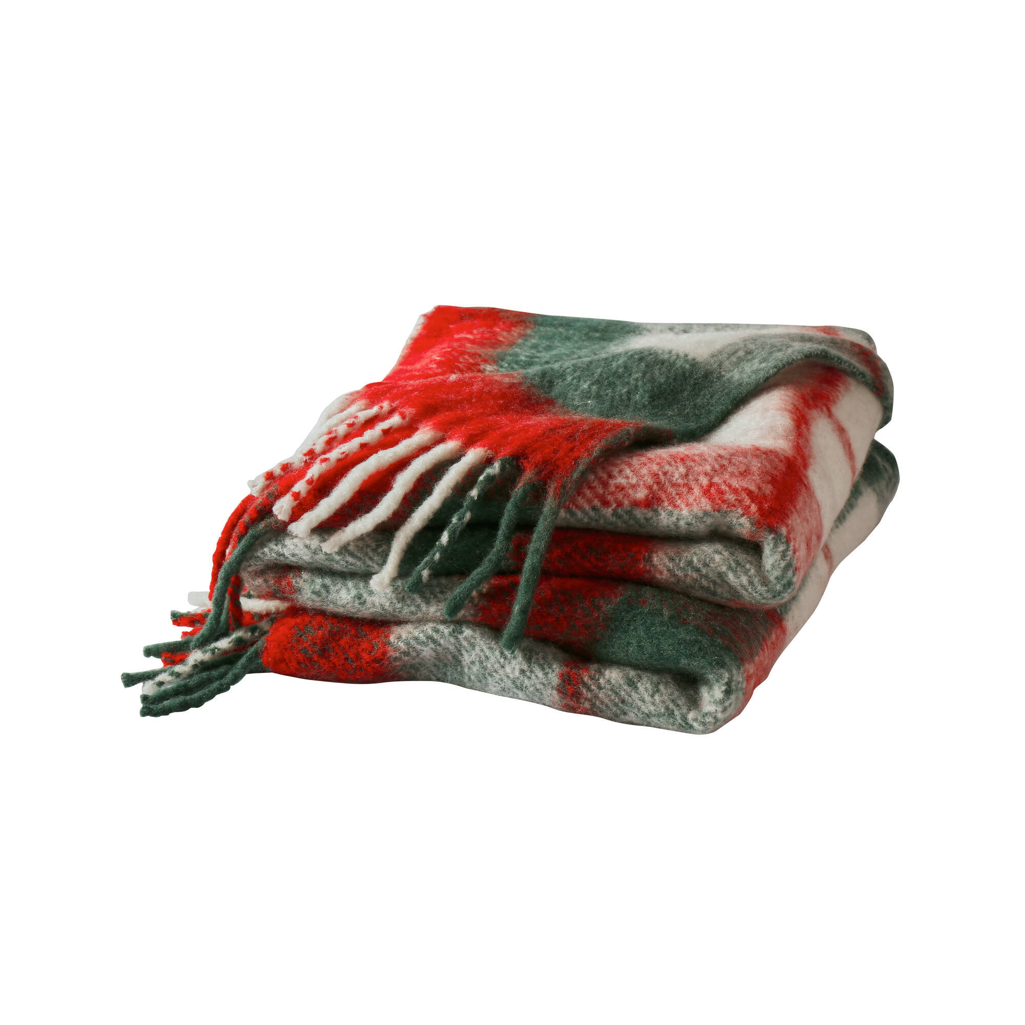 Plaid à franges, carreaux tissé-teints