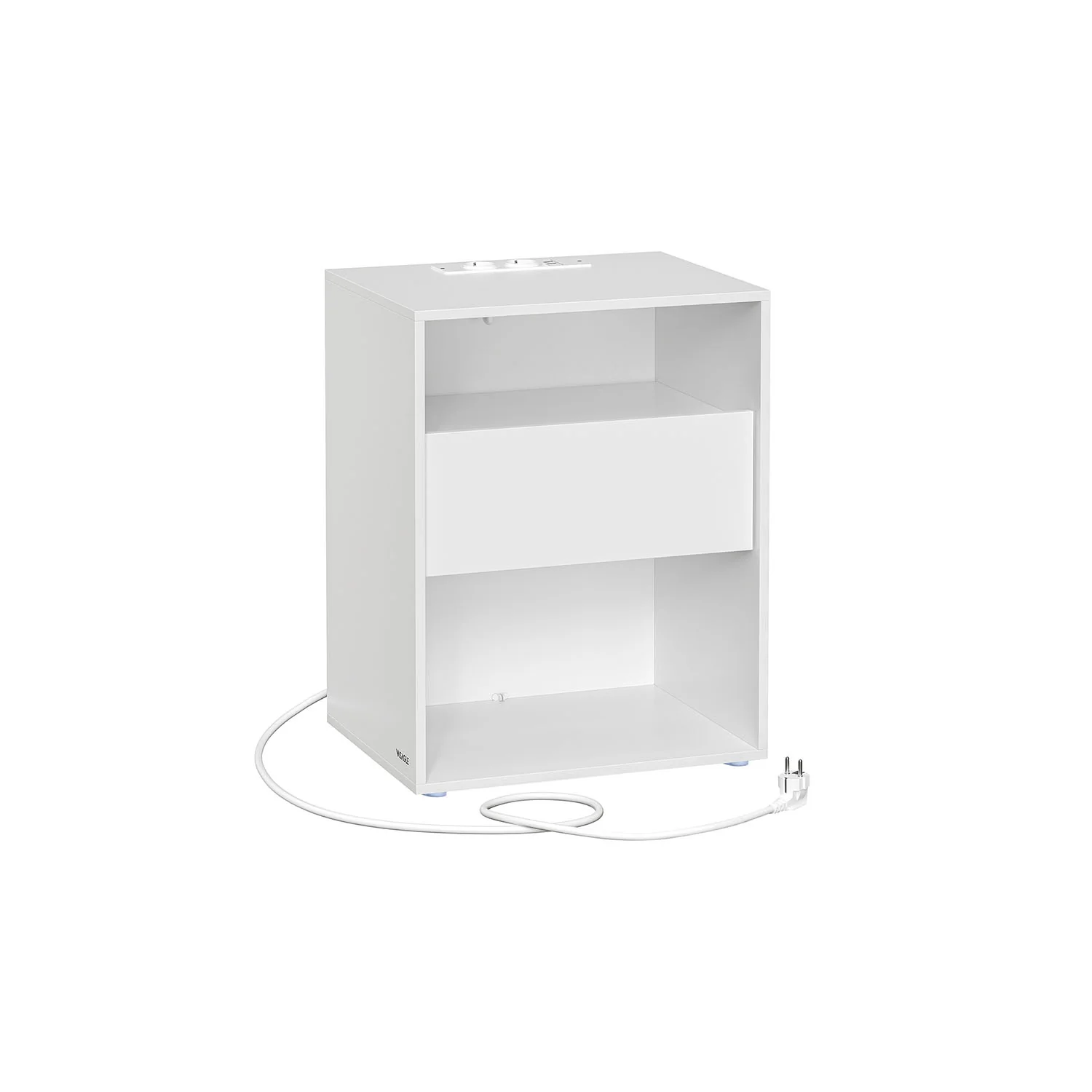 Table d’appoint avec multiprise et tiroir (assemblage sans outils)