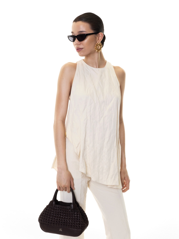 Dark brown handbag with handles and removable insert