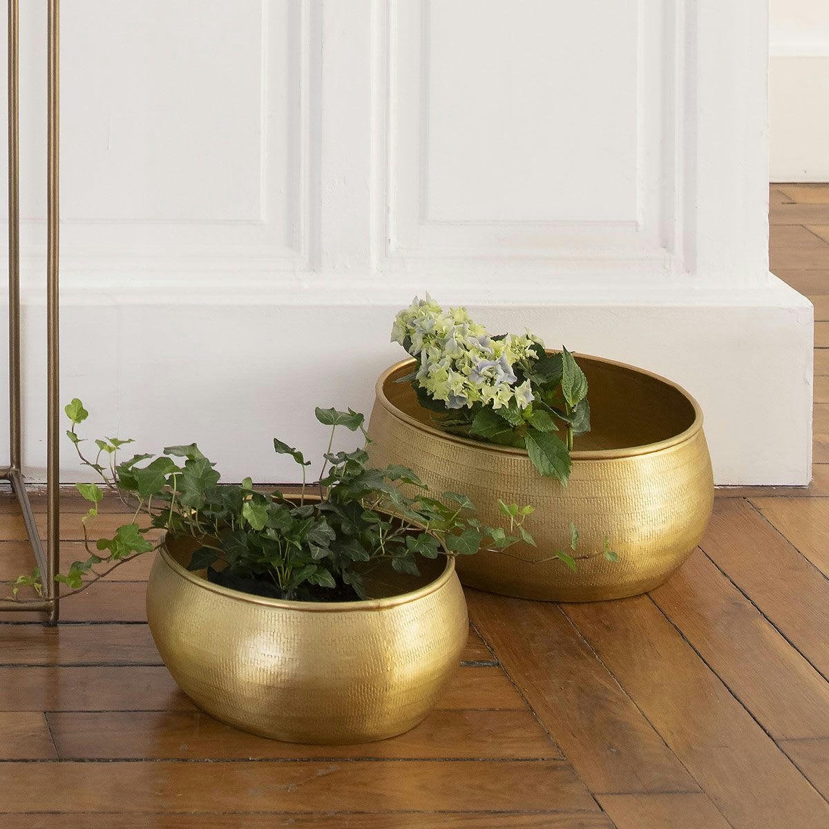 JAYA - Set de 2 pots de fleurs aluminium