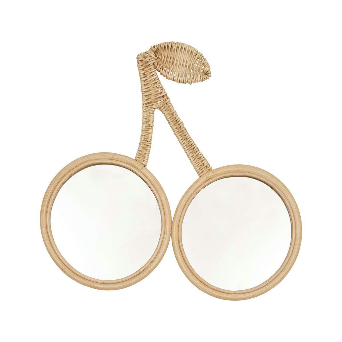 CHERRY - Miroir mural marron en rotin H42,5x49x1,5cm