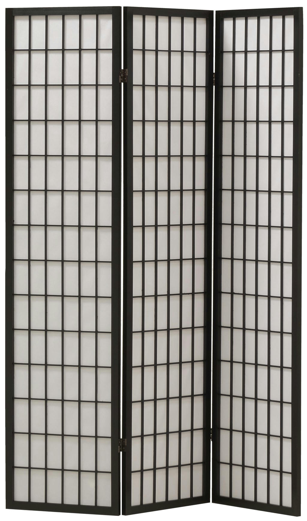 - Grand paravent pin naturel et papier de riz noir