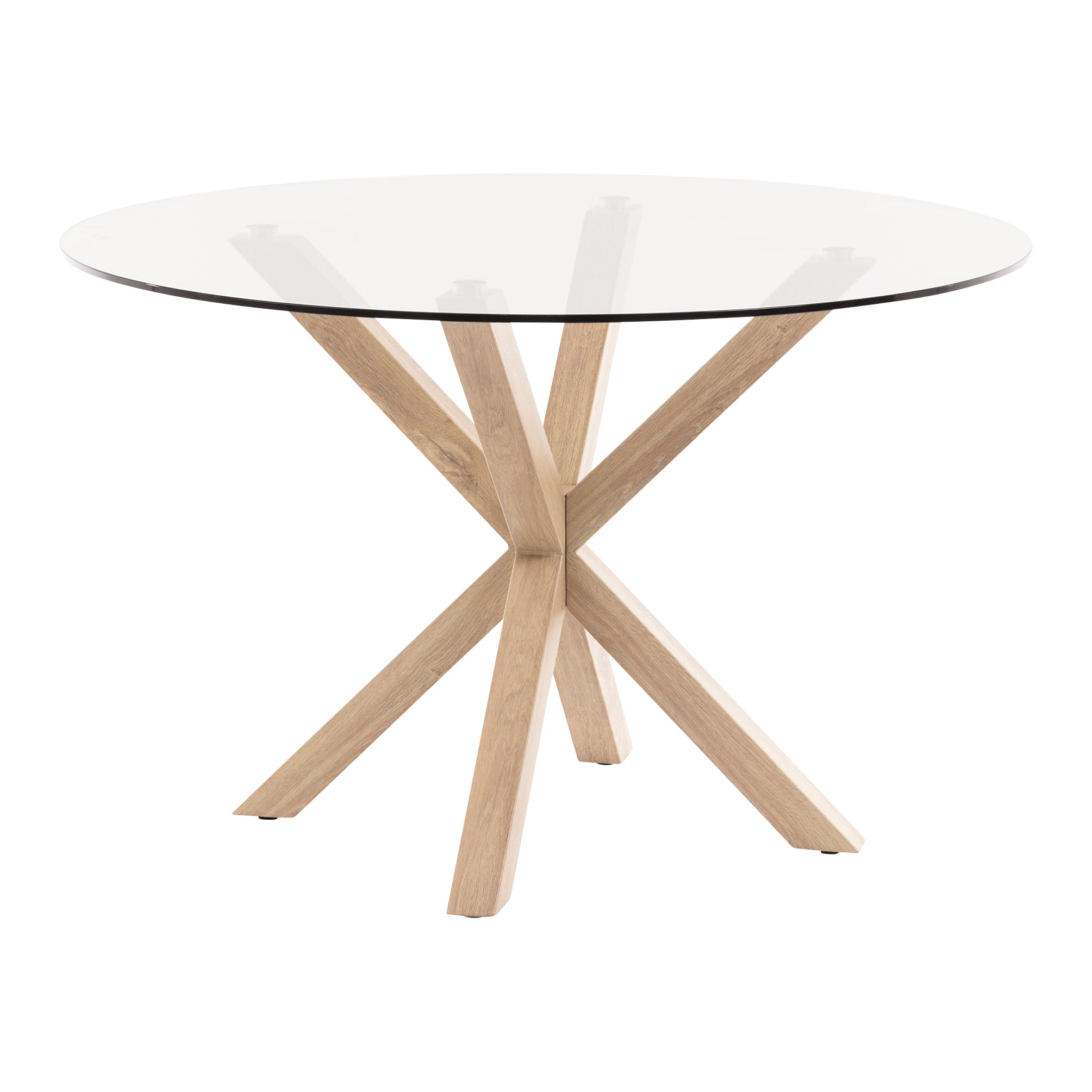 Kave Home Argo Eettafel - Ø 120 cm - Glas / Eiken