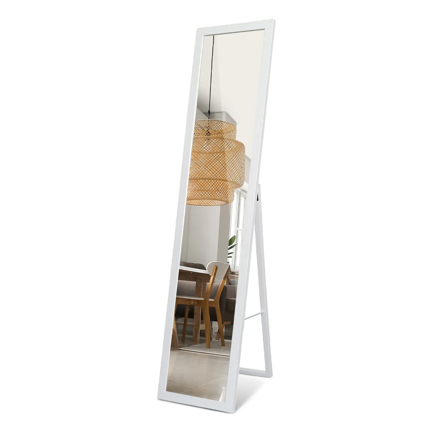 Lustro Stojące w Białej Ramie Dekoracyjne 36x156 cm Tulup