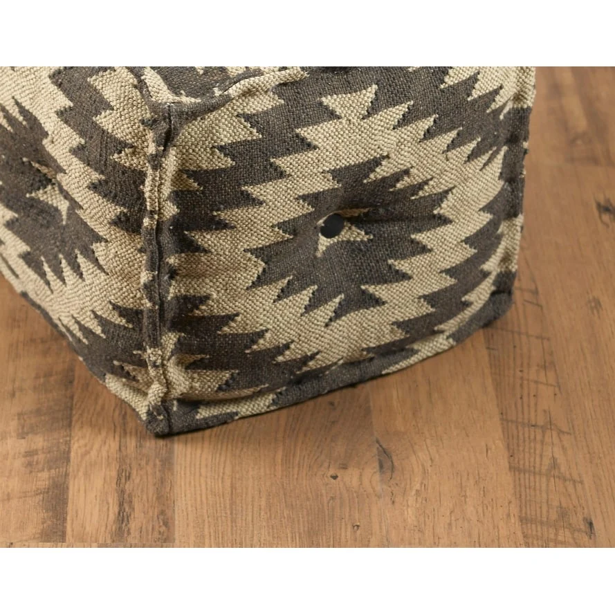 Aa Importing 48848 Black And White Chevron Pattern Pouf - 17 X 16 X 17 inches