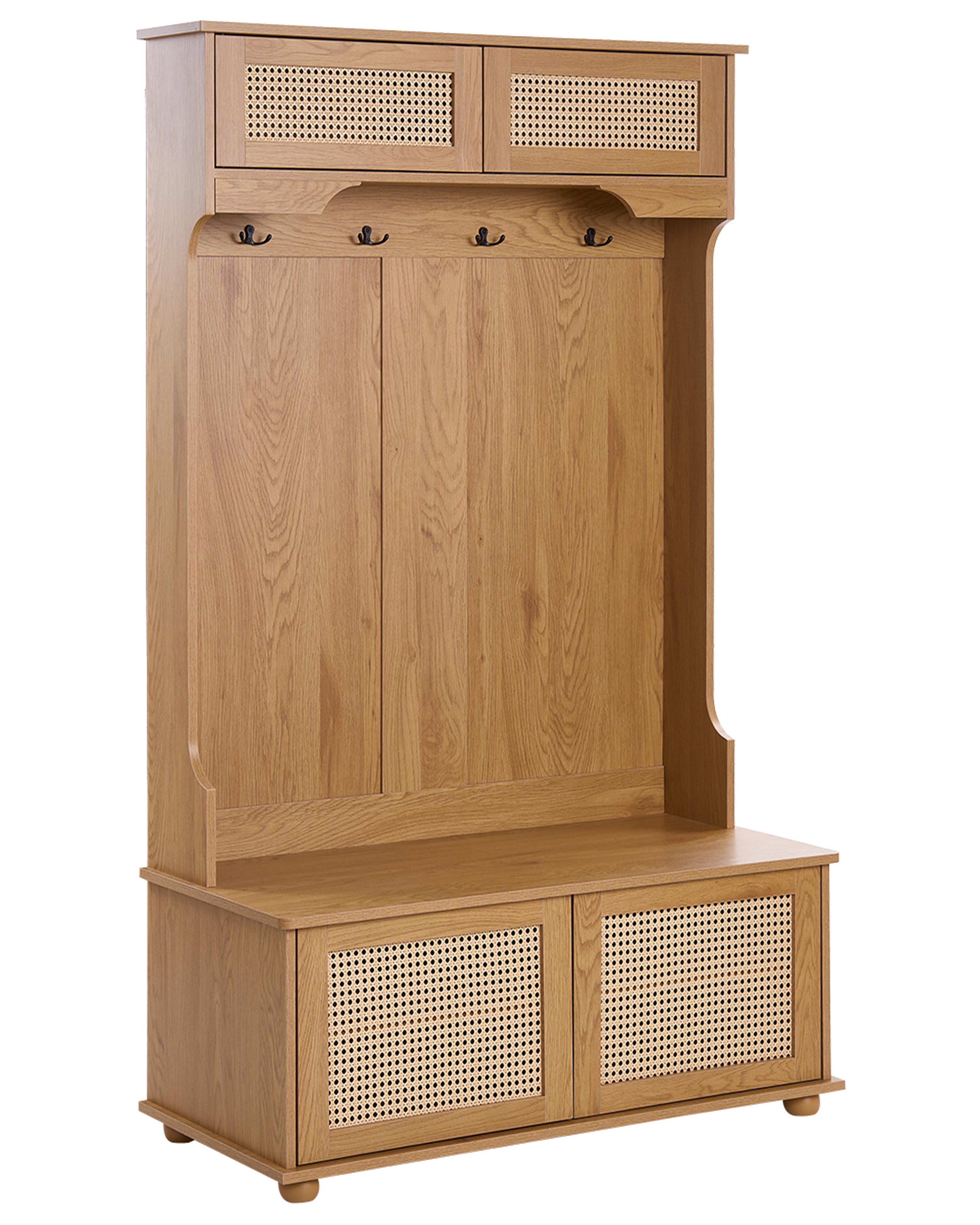 Shoe Storage with Coat Rack BUCHANAN Light Brown